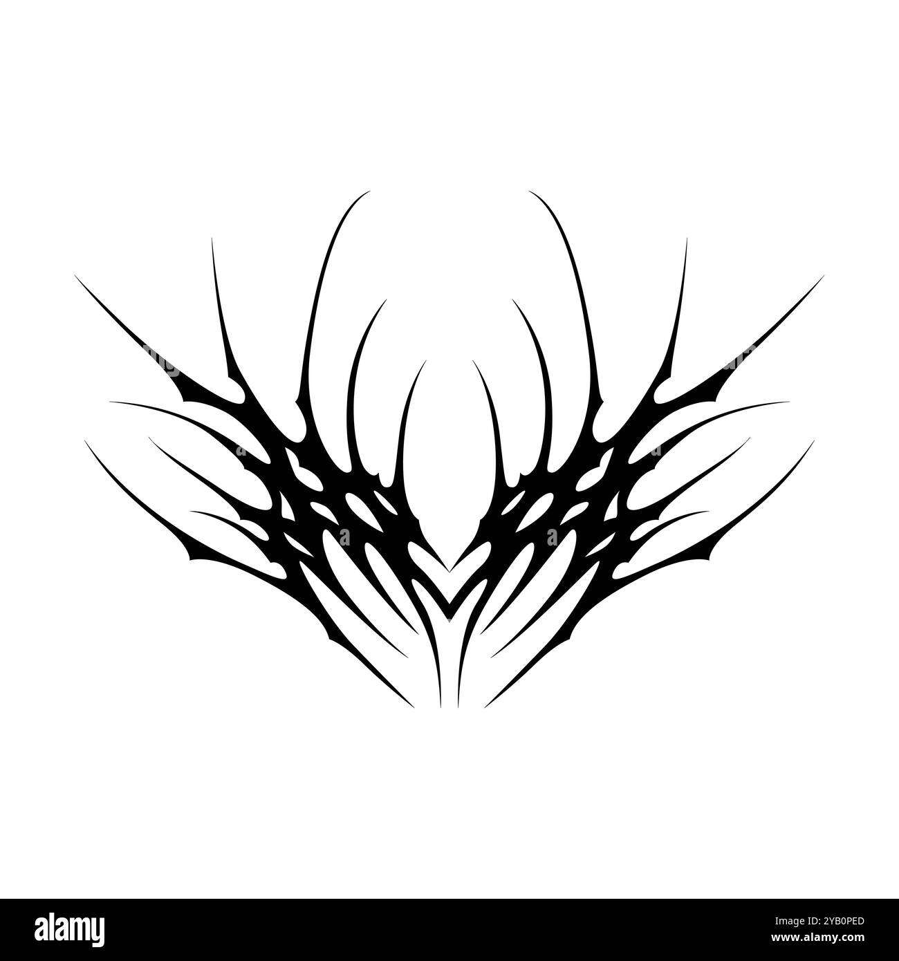 Tatouage néo tribal y2k de style gothique. Design de coeur Cyber sigilism. Illustration vectorielle de noir et blanc. Illustration de Vecteur