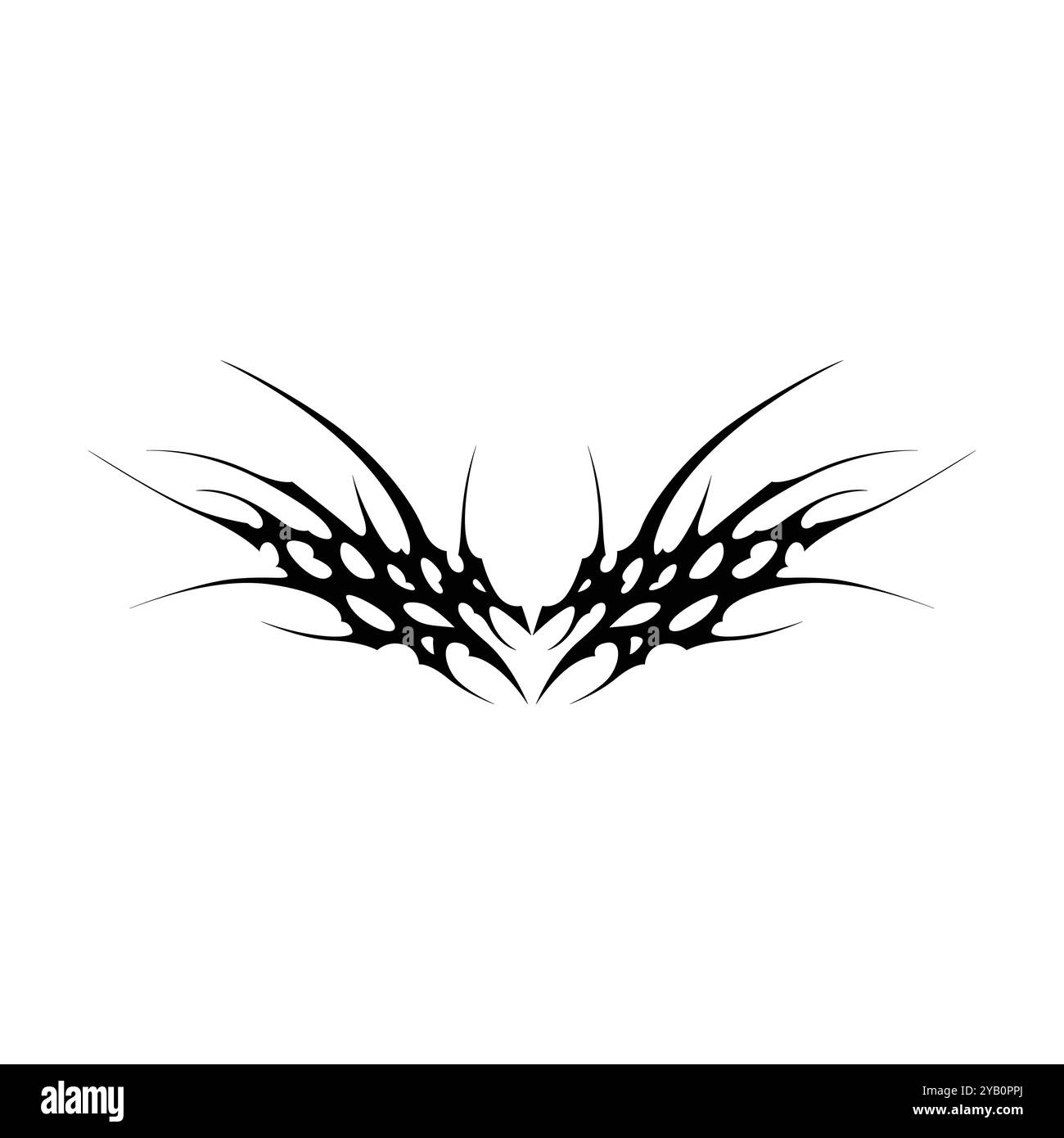 Tatouage néo tribal y2k de style gothique. Design de coeur Cyber sigilism. Illustration vectorielle de noir et blanc. Illustration de Vecteur