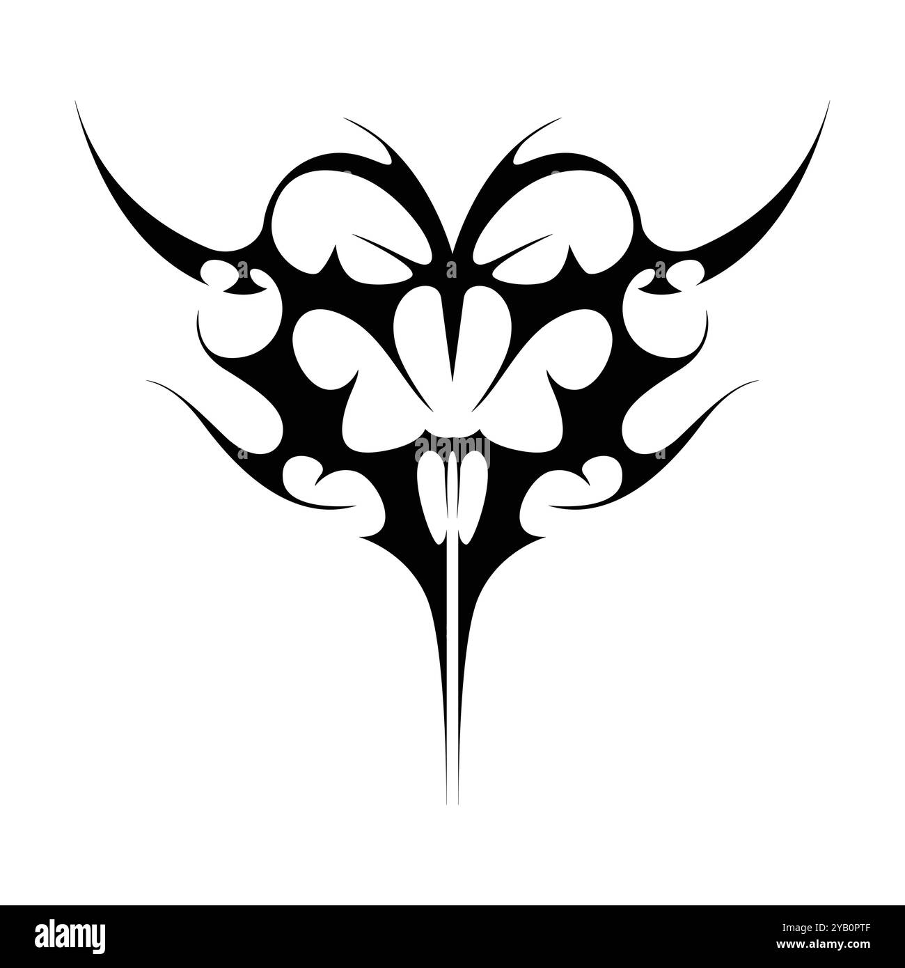 Tatouage néo tribal y2k de style gothique. Design de coeur Cyber sigilism. Illustration vectorielle de noir et blanc. Illustration de Vecteur