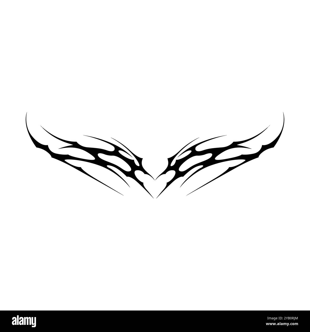 Tatouage néo tribal y2k de style gothique. Design de coeur Cyber sigilism. Illustration vectorielle de noir et blanc. Illustration de Vecteur