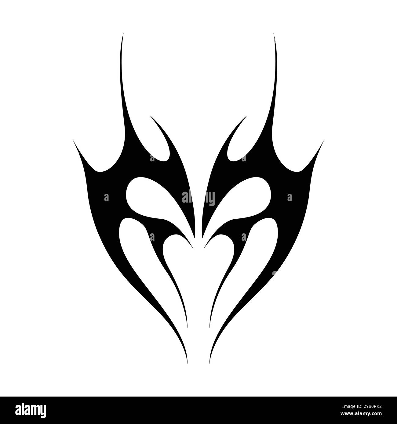 Tatouage néo tribal y2k de style gothique. Design de coeur Cyber sigilism. Illustration vectorielle de noir et blanc. Illustration de Vecteur