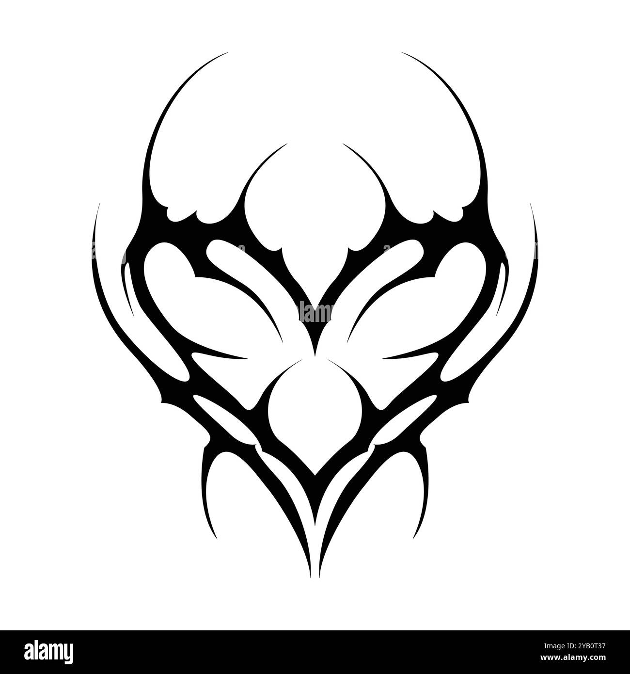 Tatouage néo tribal y2k de style gothique. Design de coeur Cyber sigilism. Illustration vectorielle de noir et blanc. Illustration de Vecteur