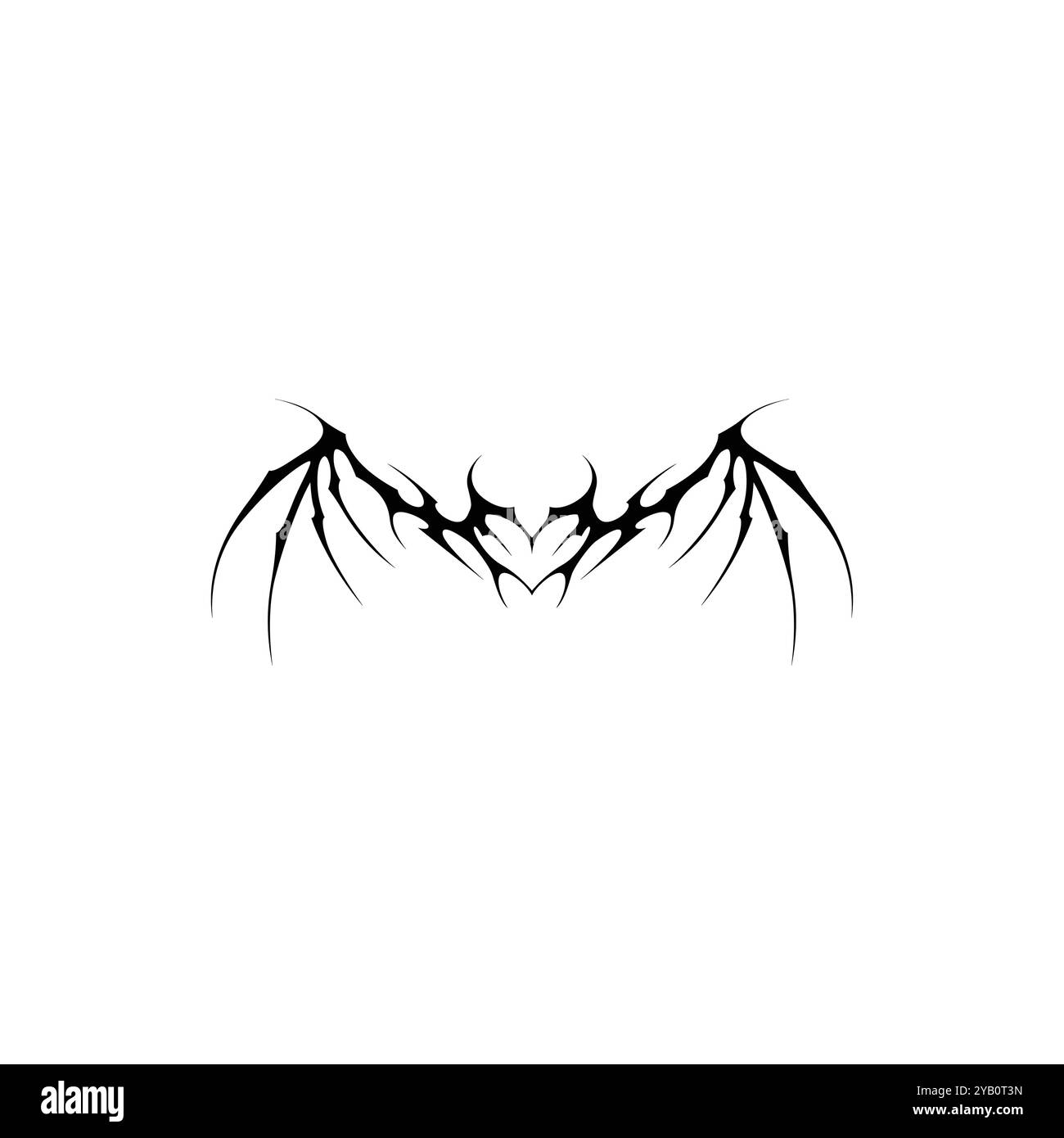 Tatouage néo tribal y2k de style gothique. Design de coeur Cyber sigilism. Illustration vectorielle de noir et blanc. Illustration de Vecteur
