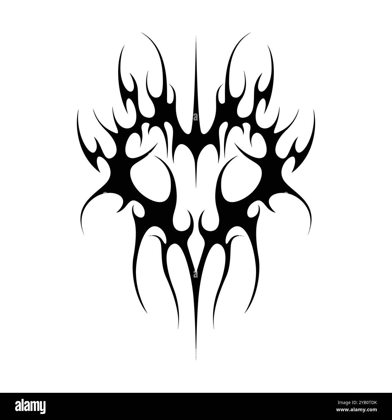 Tatouage néo tribal y2k de style gothique. Design de coeur Cyber sigilism. Illustration vectorielle de noir et blanc. Illustration de Vecteur