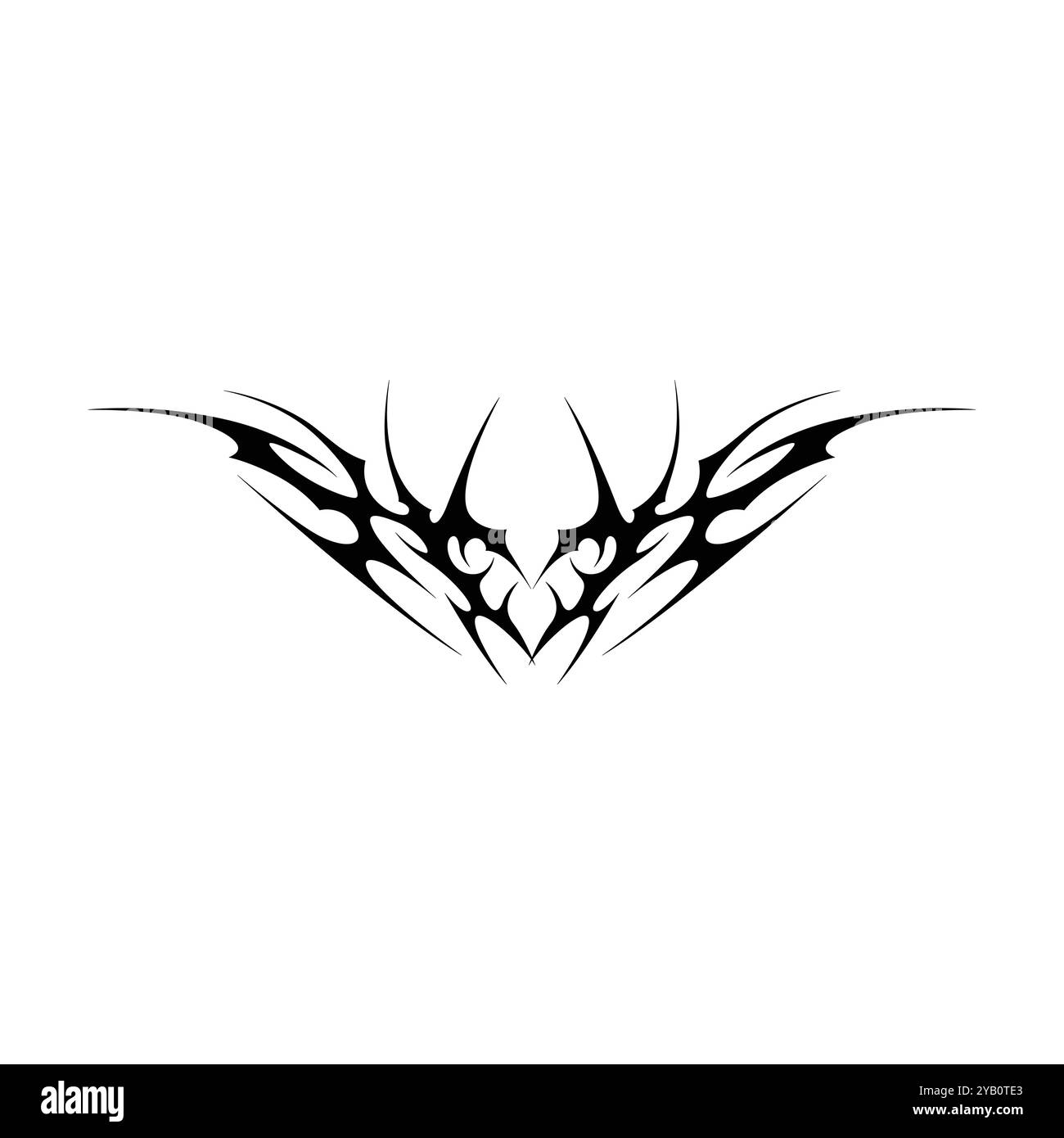 Tatouage néo tribal y2k de style gothique. Design de coeur Cyber sigilism. Illustration vectorielle de noir et blanc. Illustration de Vecteur