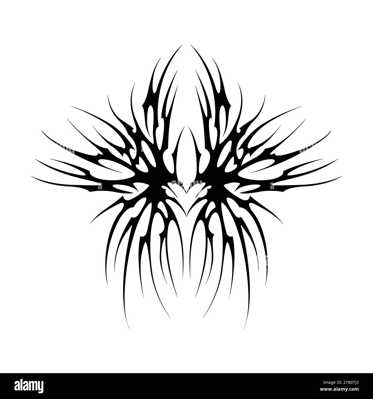 Tatouage néo tribal y2k de style gothique. Design de coeur Cyber sigilism. Illustration vectorielle de noir et blanc. Illustration de Vecteur