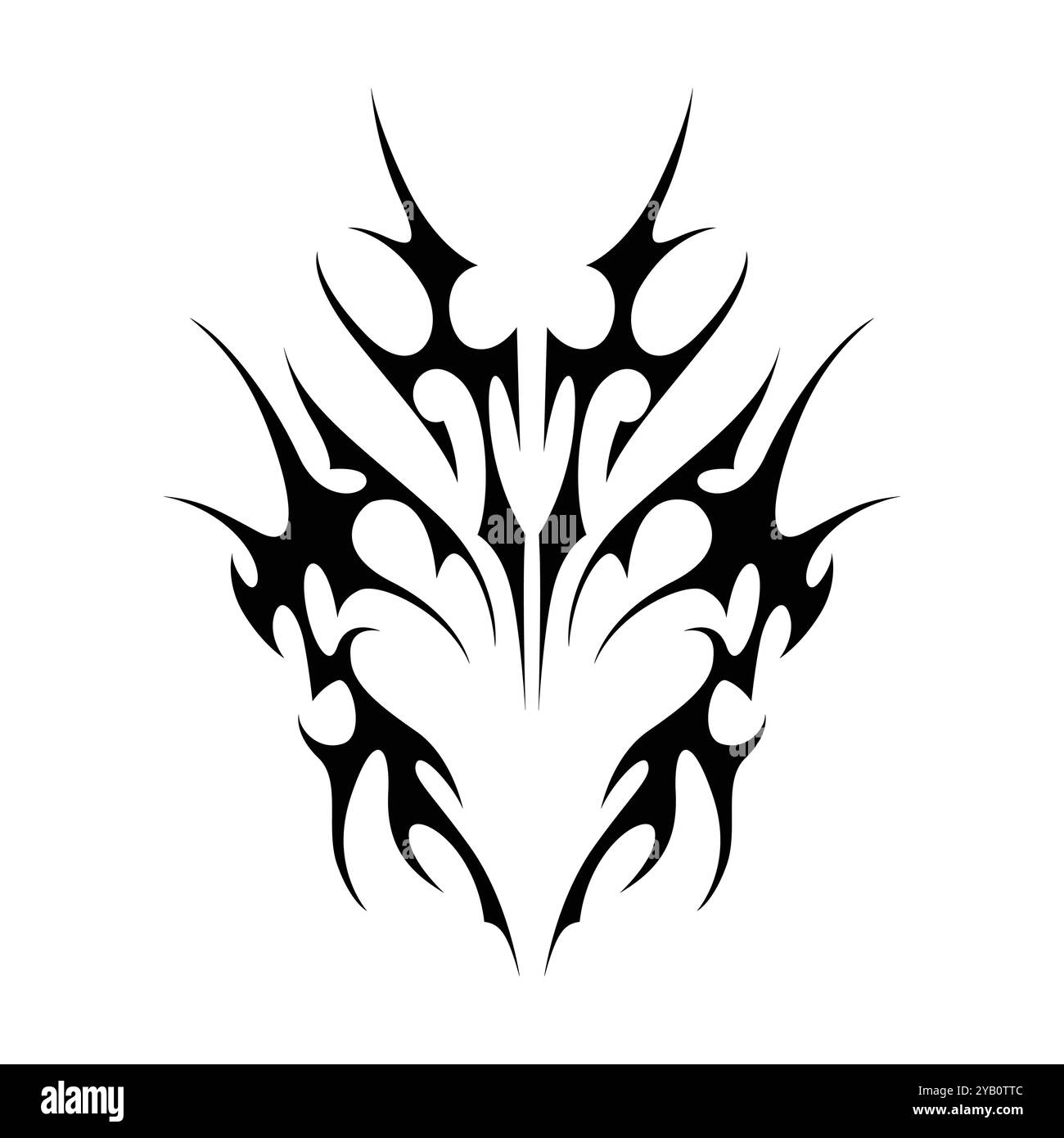 Tatouage néo tribal y2k de style gothique. Design de coeur Cyber sigilism. Illustration vectorielle de noir et blanc. Illustration de Vecteur