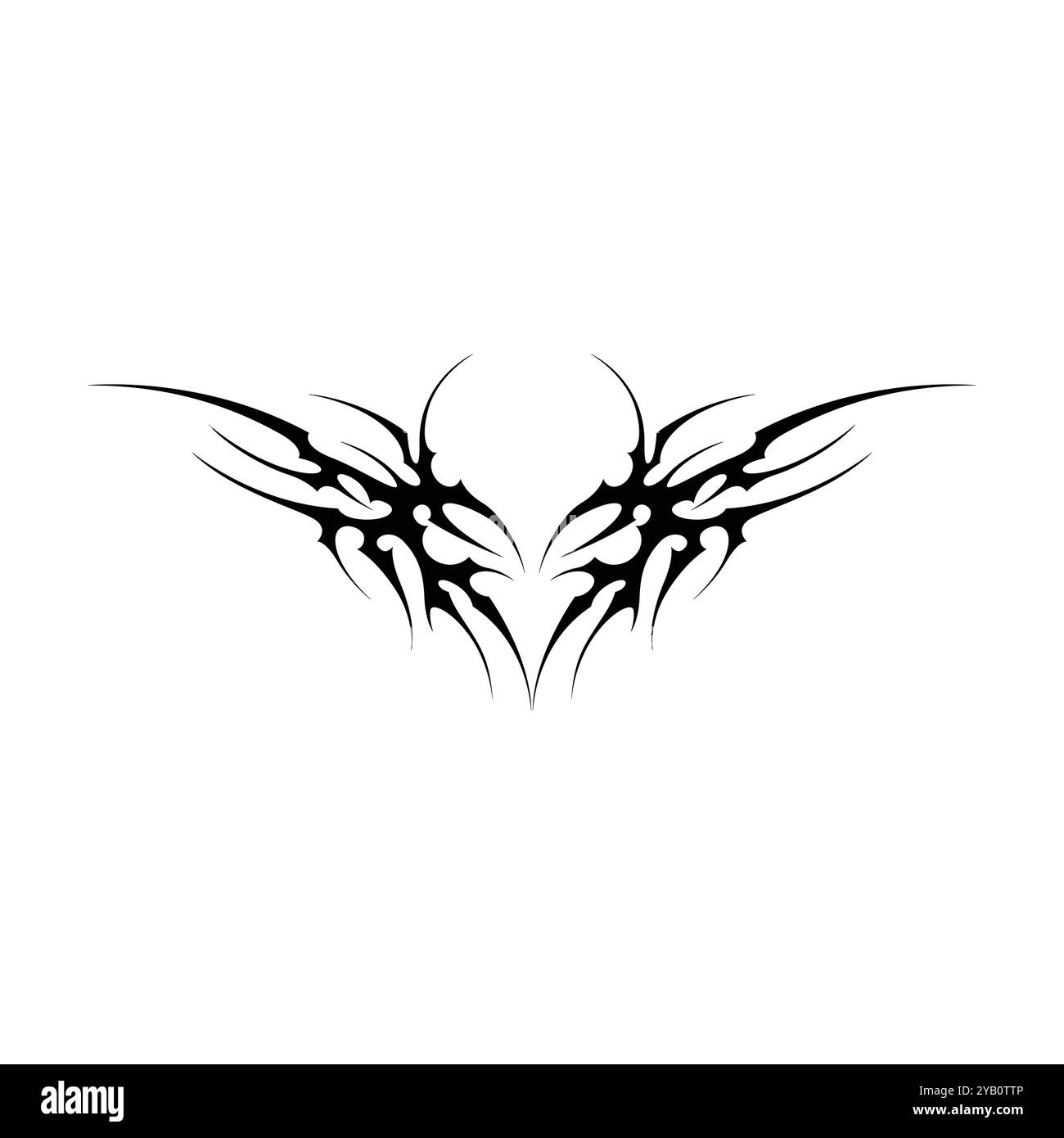 Tatouage néo tribal y2k de style gothique. Design de coeur Cyber sigilism. Illustration vectorielle de noir et blanc. Illustration de Vecteur