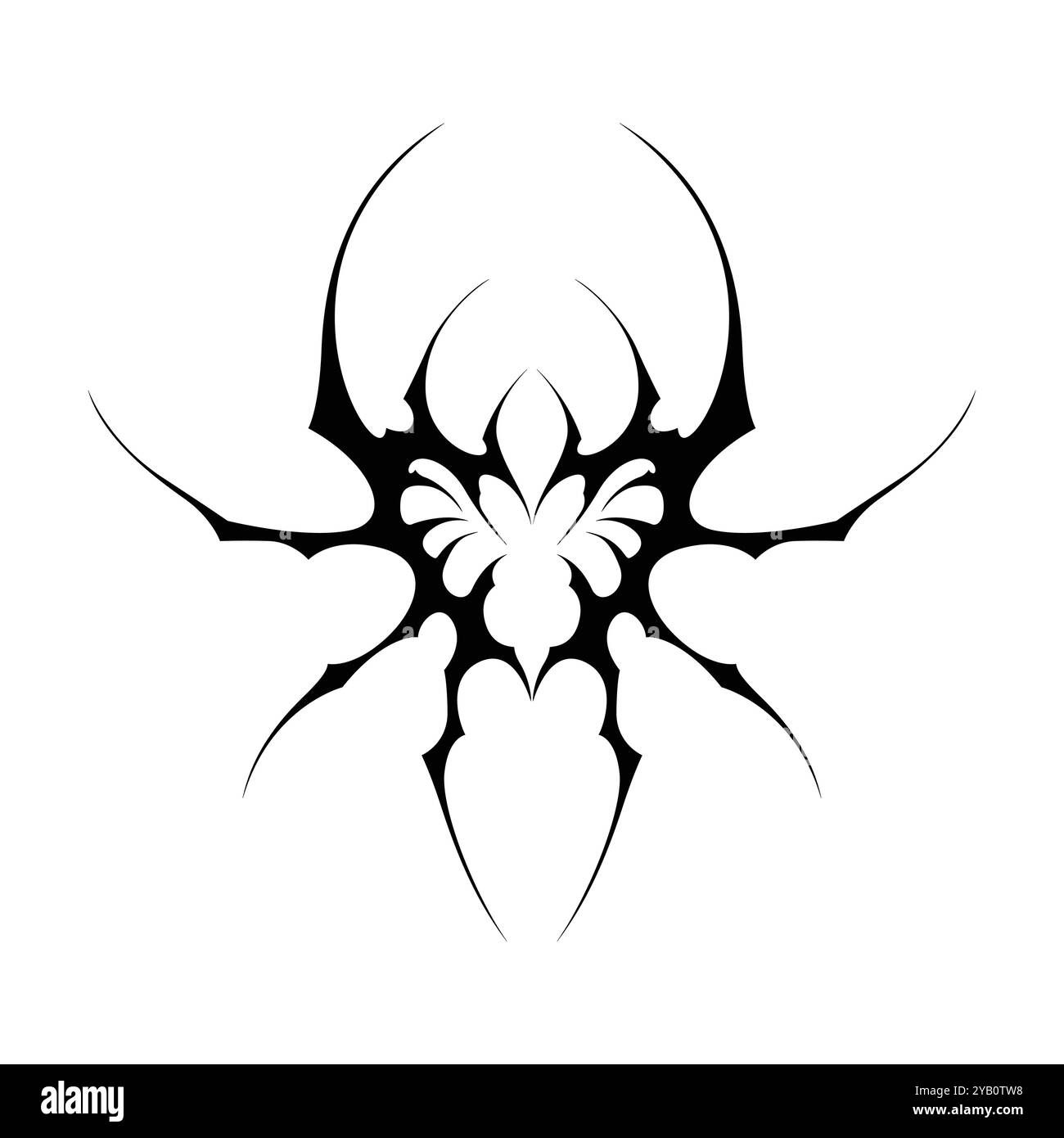 Tatouage néo tribal y2k de style gothique. Design de coeur Cyber sigilism. Illustration vectorielle de noir et blanc. Illustration de Vecteur