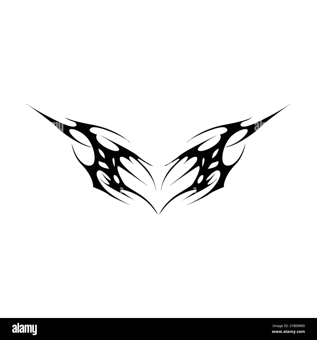 Tatouage néo tribal y2k de style gothique. Design de coeur Cyber sigilism. Illustration vectorielle de noir et blanc. Illustration de Vecteur