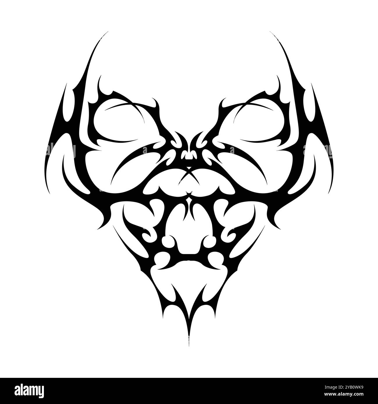 Tatouage néo tribal y2k de style gothique. Design de coeur Cyber sigilism. Illustration vectorielle de noir et blanc. Illustration de Vecteur