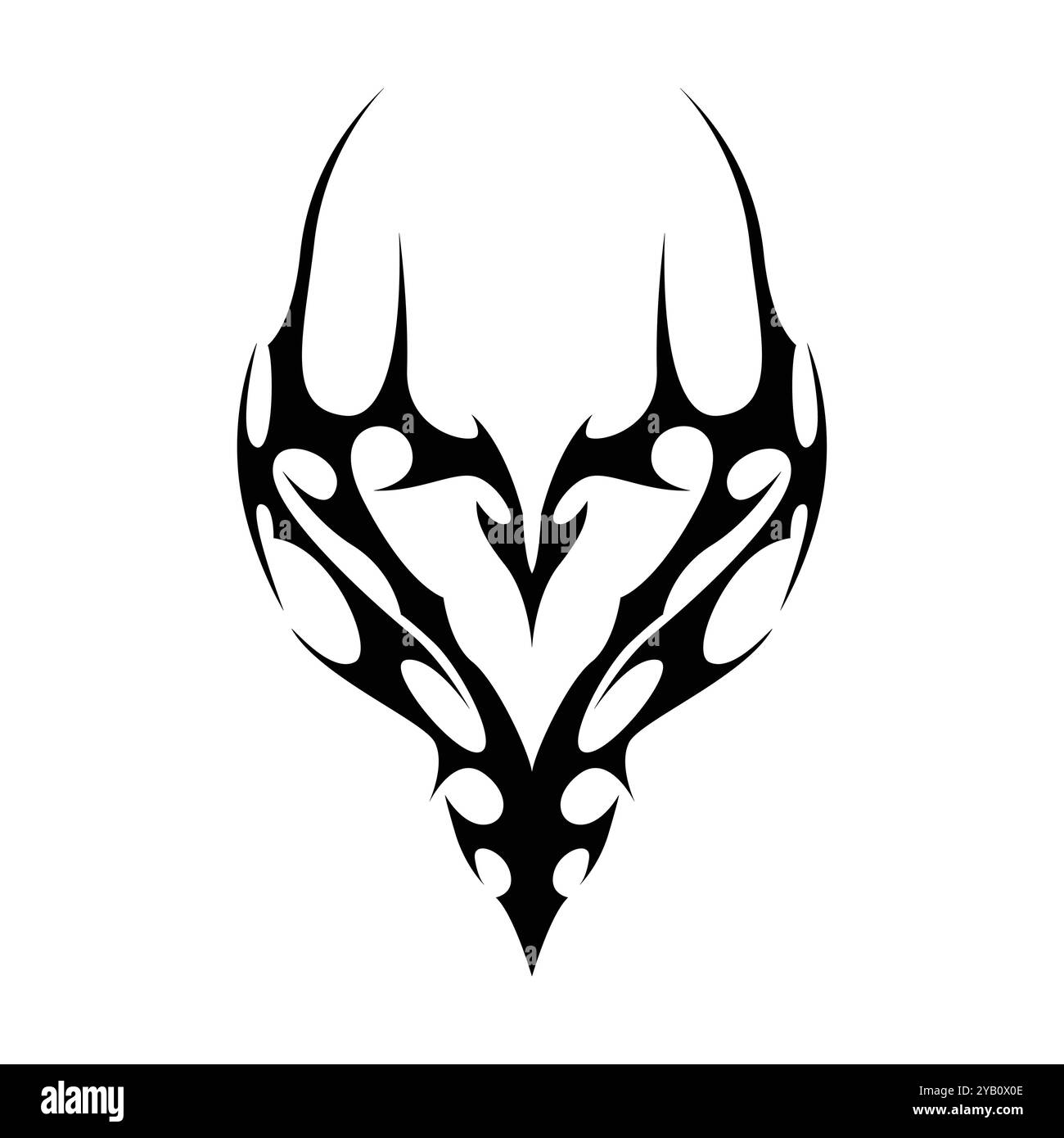 Tatouage néo tribal y2k de style gothique. Design de coeur Cyber sigilism. Illustration vectorielle de noir et blanc. Illustration de Vecteur