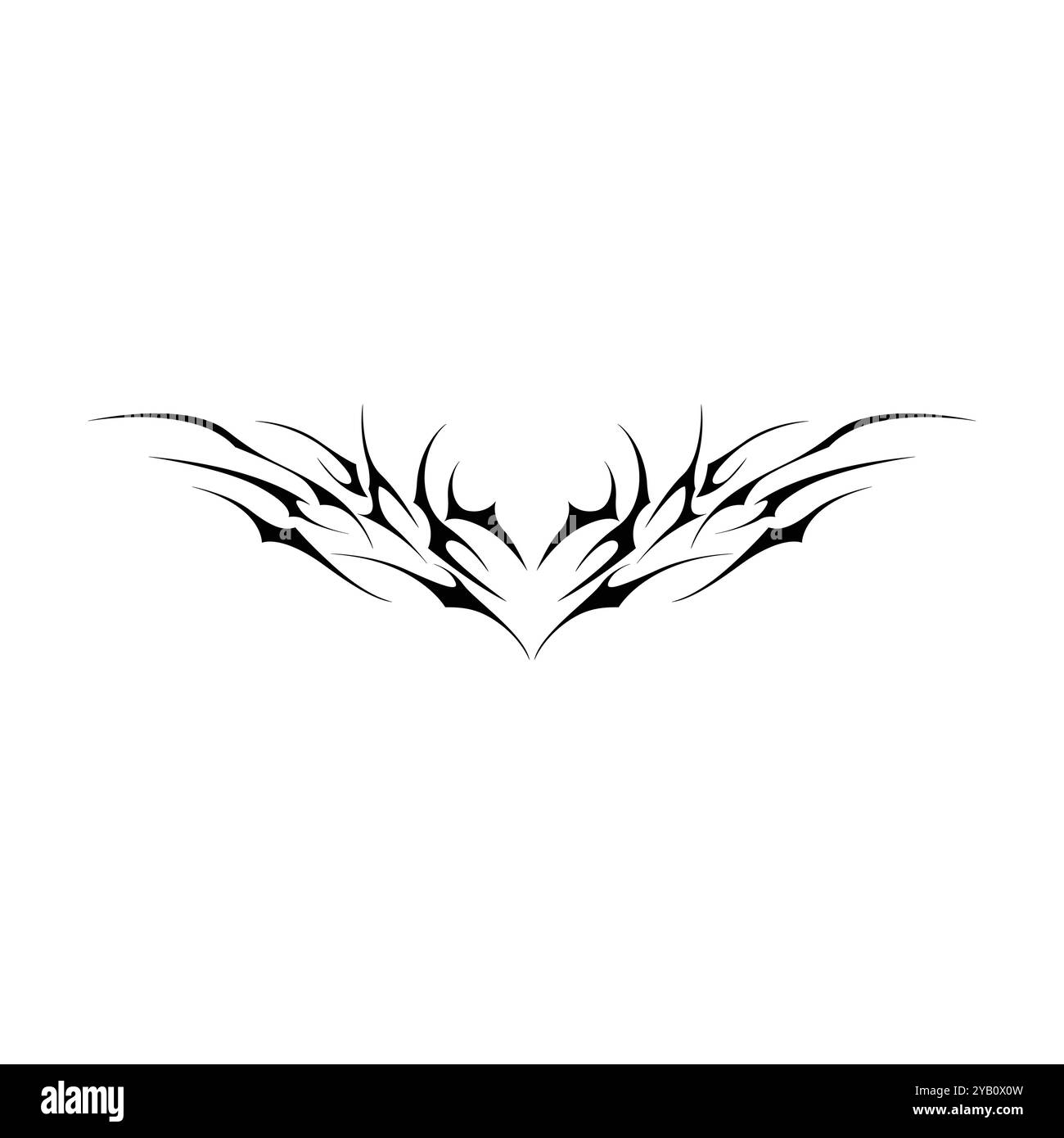 Tatouage néo tribal y2k de style gothique. Design de coeur Cyber sigilism. Illustration vectorielle de noir et blanc. Illustration de Vecteur