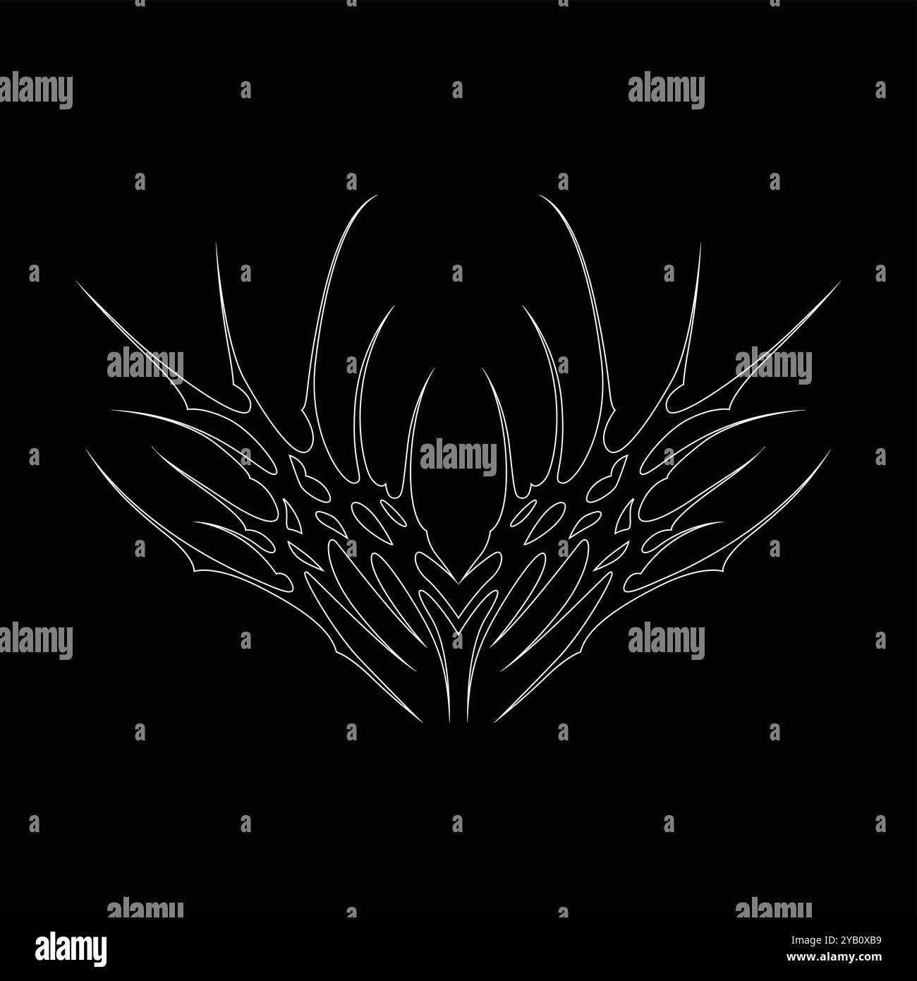 Tatouage néo tribal y2k de style gothique. Design de coeur Cyber sigilism. Illustration vectorielle de contour de noir et blanc. Illustration de Vecteur