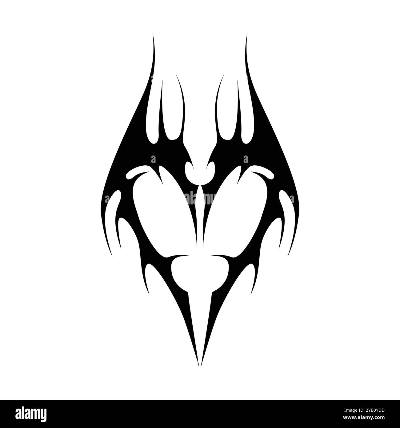 Tatouage néo tribal y2k de style gothique. Design de coeur Cyber sigilism. Illustration vectorielle de noir et blanc. Illustration de Vecteur