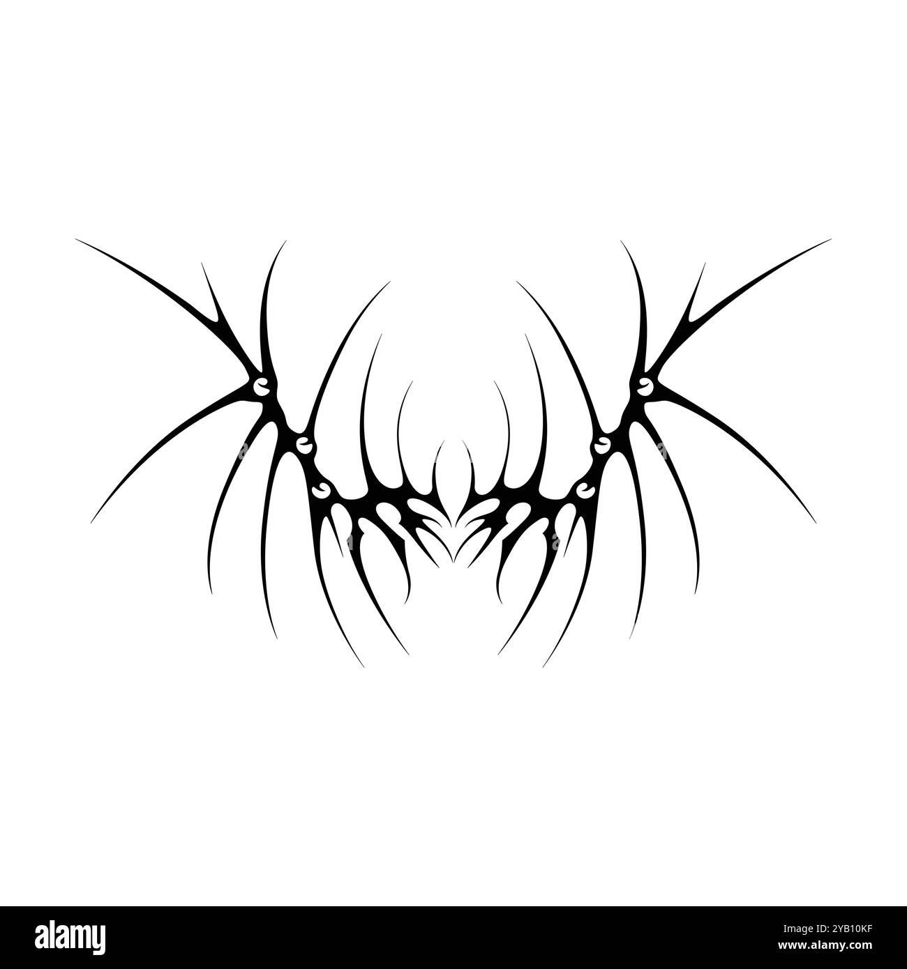 Tatouage néo tribal y2k de style gothique. Design de coeur Cyber sigilism. Illustration vectorielle de noir et blanc. Illustration de Vecteur