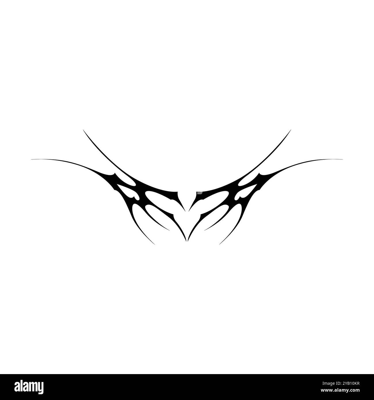 Tatouage néo tribal y2k de style gothique. Design de coeur Cyber sigilism. Illustration vectorielle de noir et blanc. Illustration de Vecteur