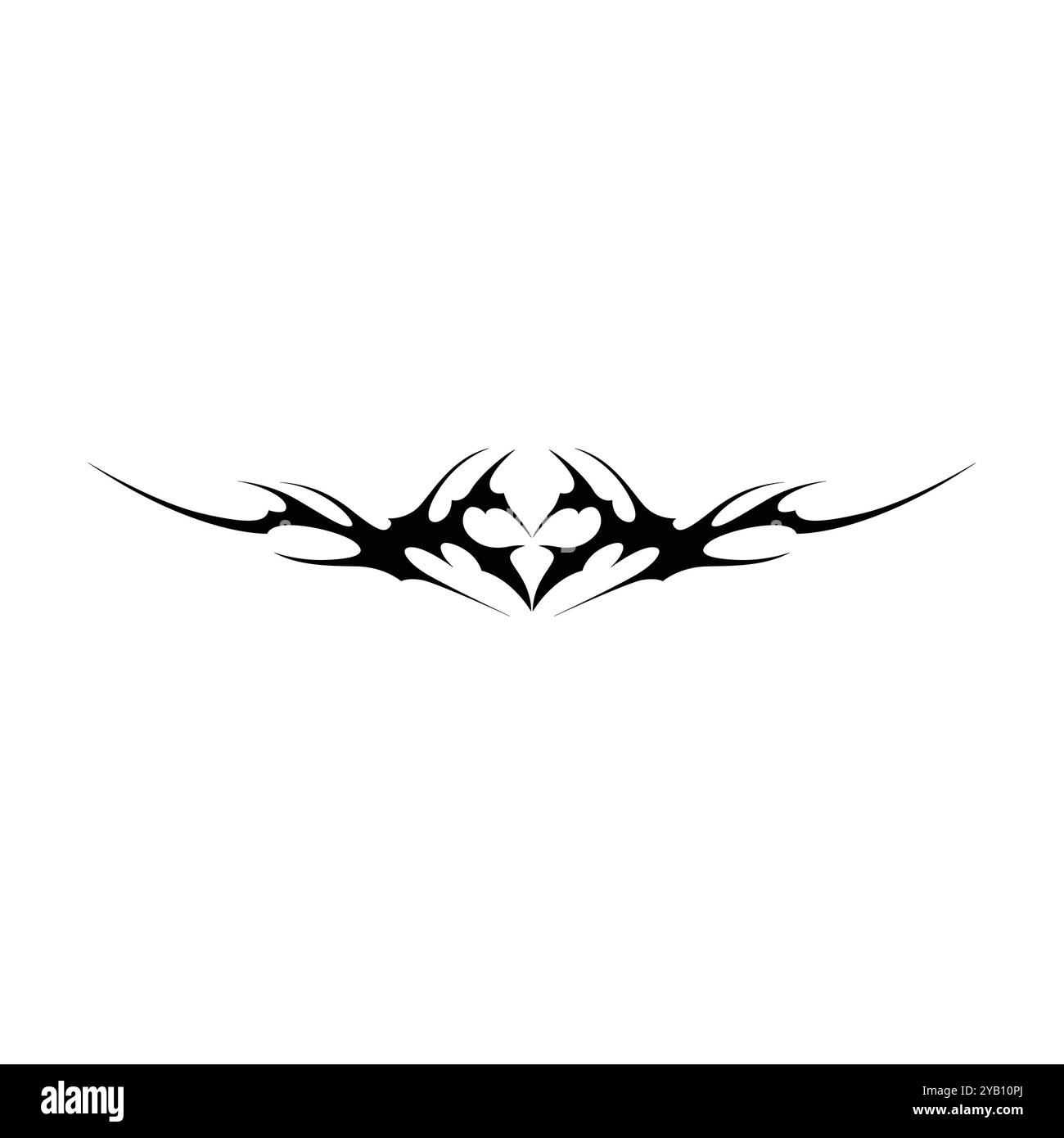 Tatouage néo tribal y2k de style gothique. Design de coeur Cyber sigilism. Illustration vectorielle de noir et blanc. Illustration de Vecteur