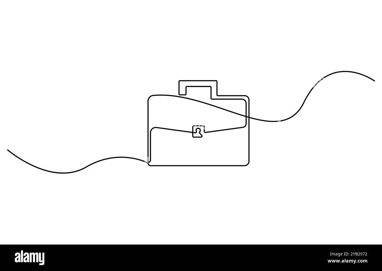 Porte-documents comme illustration vectorielle de contour continu d'une ligne. Porte-documents d'affaires Line art isolé sur fond blanc dans un style minimal, Illustration de Vecteur