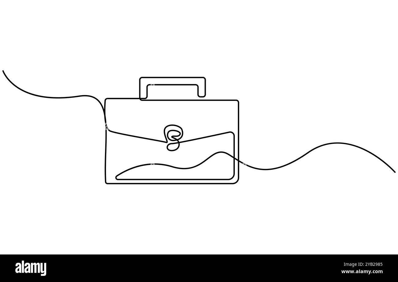 Porte-documents comme illustration vectorielle de contour continu d'une ligne. Porte-documents d'affaires Line art isolé sur fond blanc dans un style minimal, Illustration de Vecteur