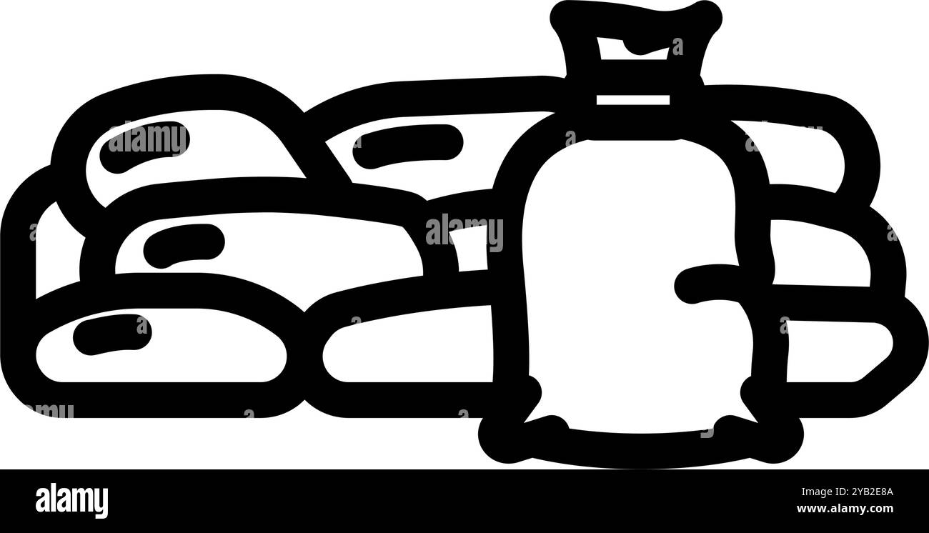 illustration vectorielle d'icône de ligne de catastrophe de sacs de sable Illustration de Vecteur