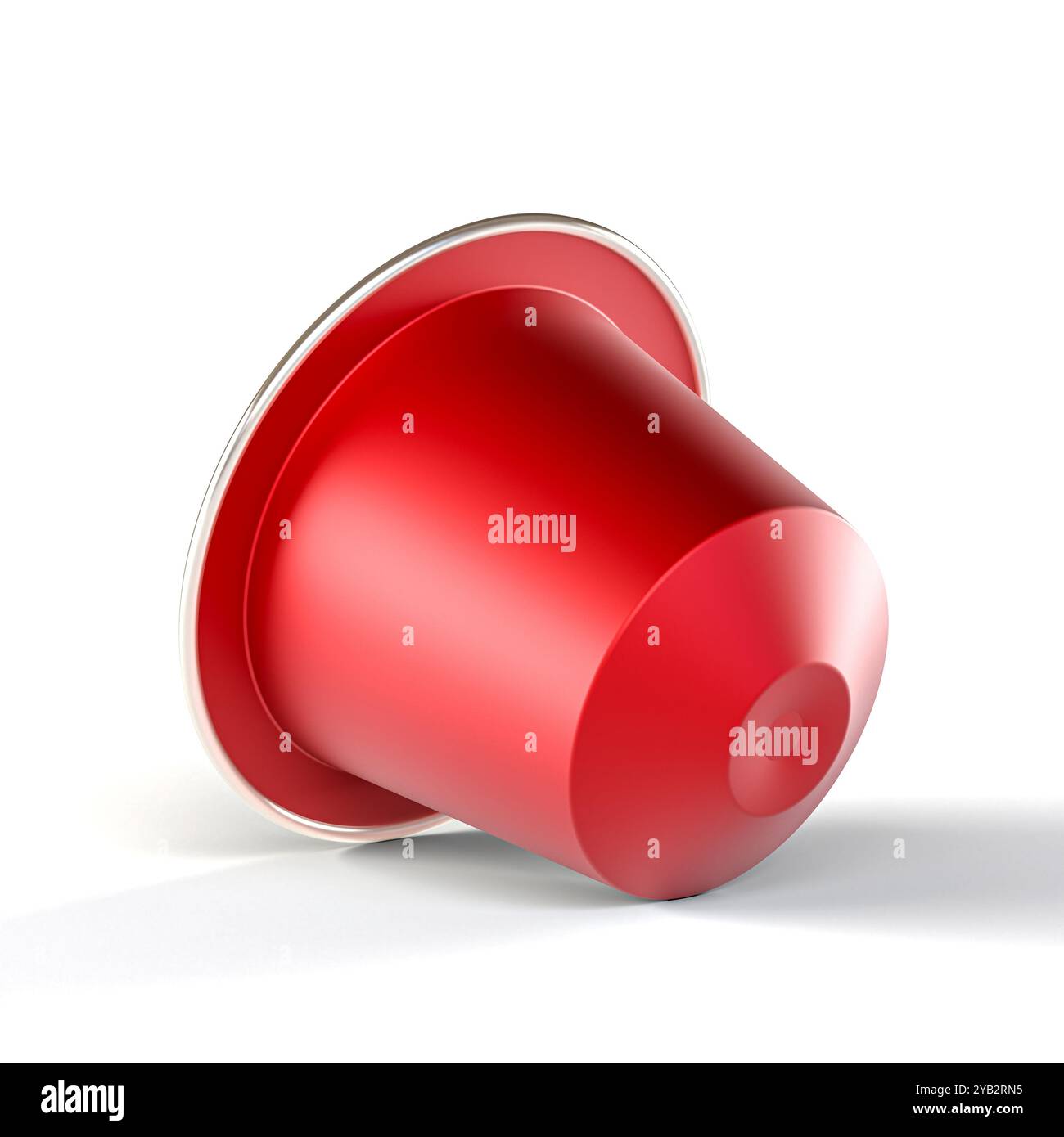 Capsule de café espresso rouge unique sur fond blanc 3d. Banque D'Images