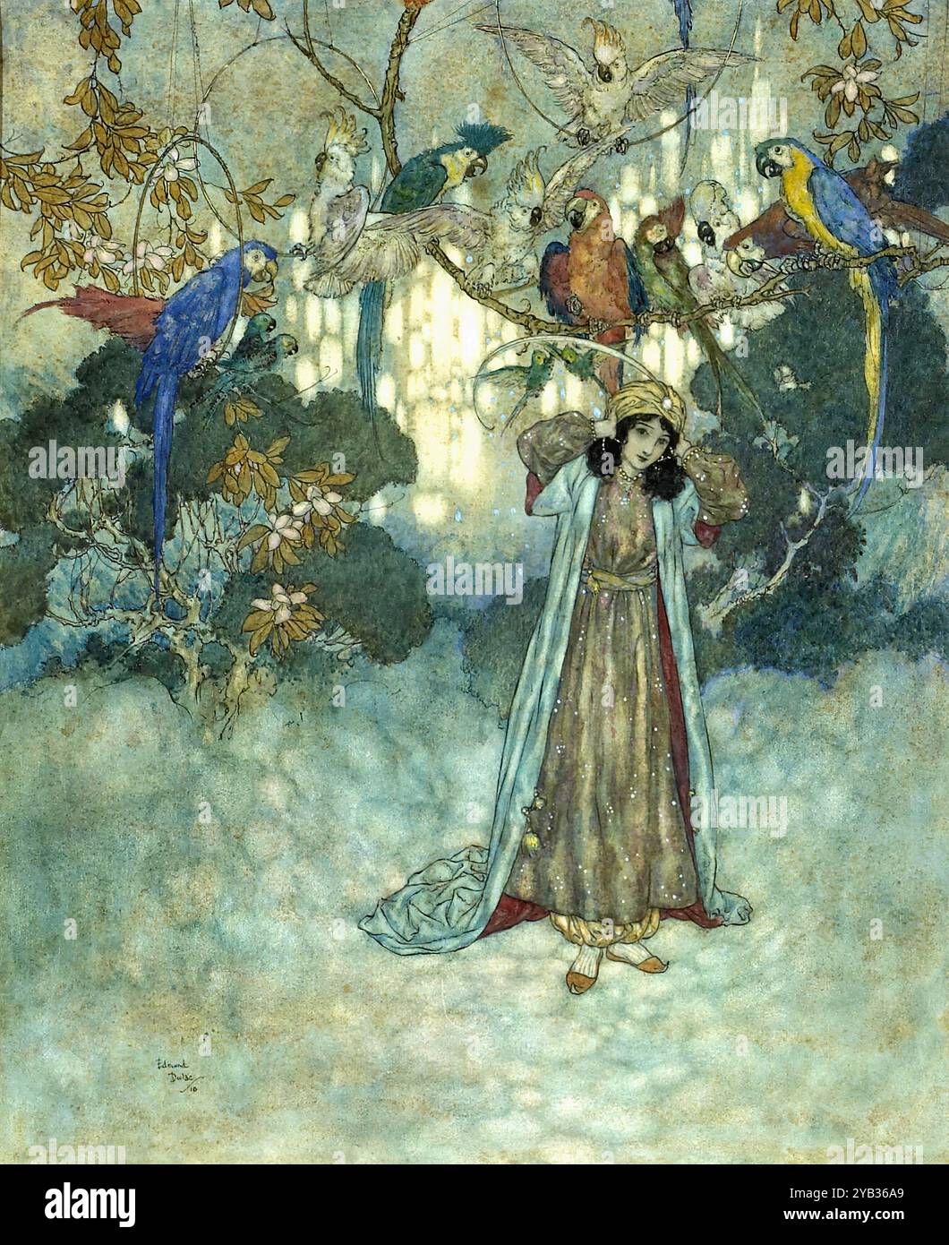 Dulac, Edmund - la beauté et la Bête - la beauté dans le jardin Banque D'Images