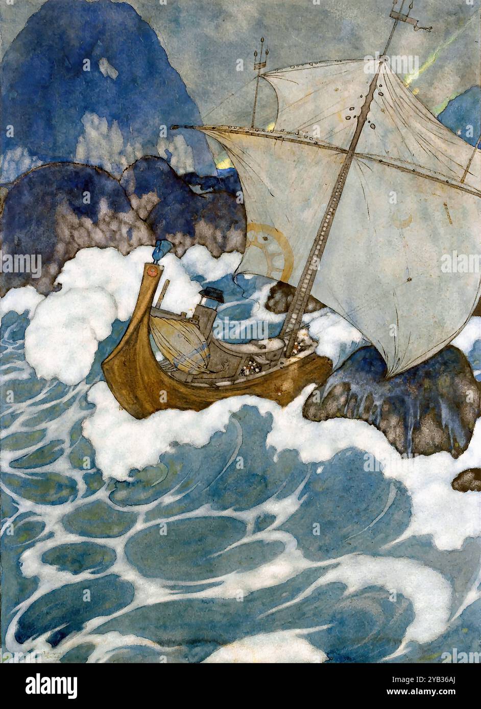 Dulac, Edmund - nuits arabes - le navire a heurté un rocher Banque D'Images