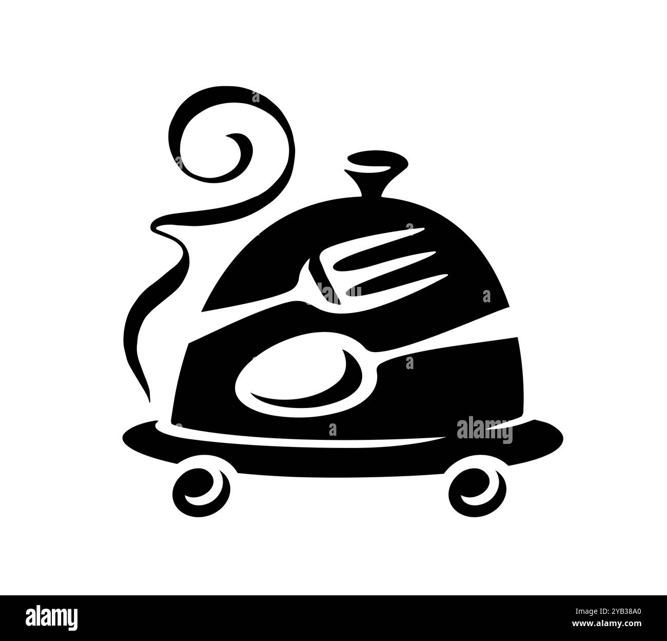 Logo de plateau de restaurant et d'emblème de couverts. Symbole d'icône de service de livraison de nourriture Illustration de Vecteur