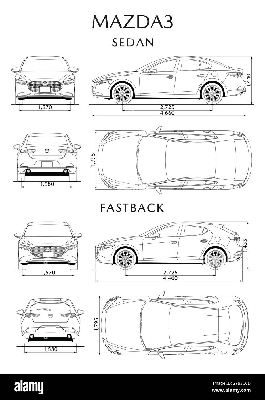 Mazda 3 2021 modèle de voiture Illustration de Vecteur