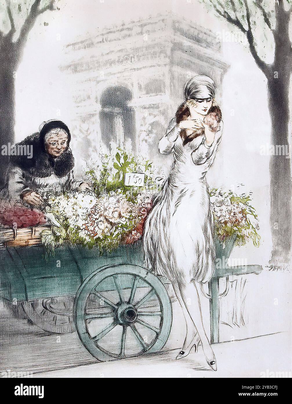 Icart, Louis - Vendeur de fleurs Banque D'Images