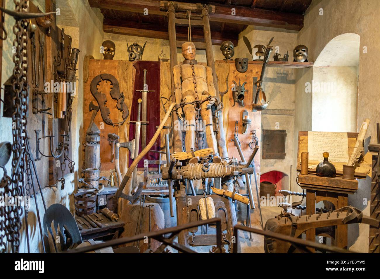 La chambre de torture dans le château de Prague tchèque Banque D'Images
