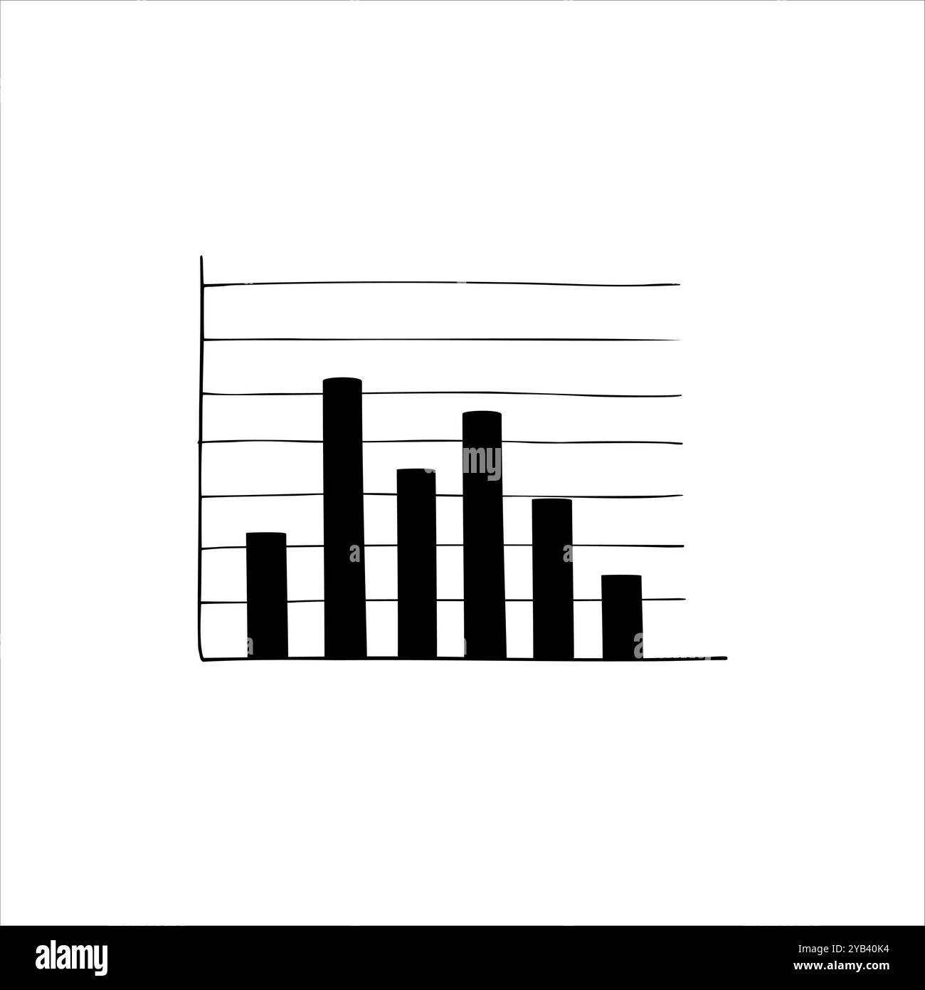 Business analytique tendance infographie statistiques barres modifiables histogramme ligne dessin à l'encre noire esquisse. Modèle de conception de graphiques avec la capacité Illustration de Vecteur