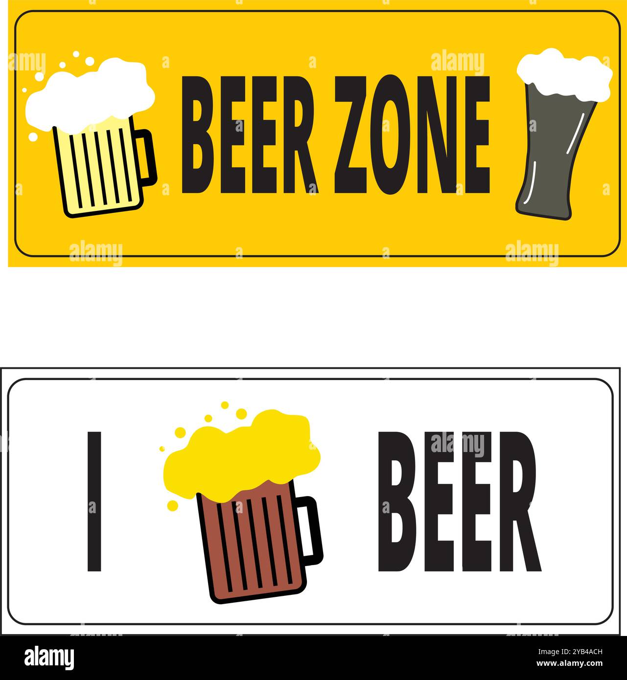 Beer zone et i Love Beer signes sur fond blanc Illustration de Vecteur