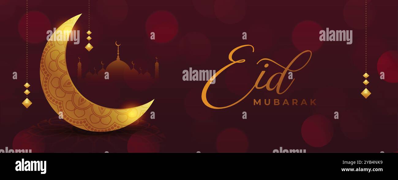 eis al-fitr mubarak or décoratif bannière islamique Illustration de Vecteur