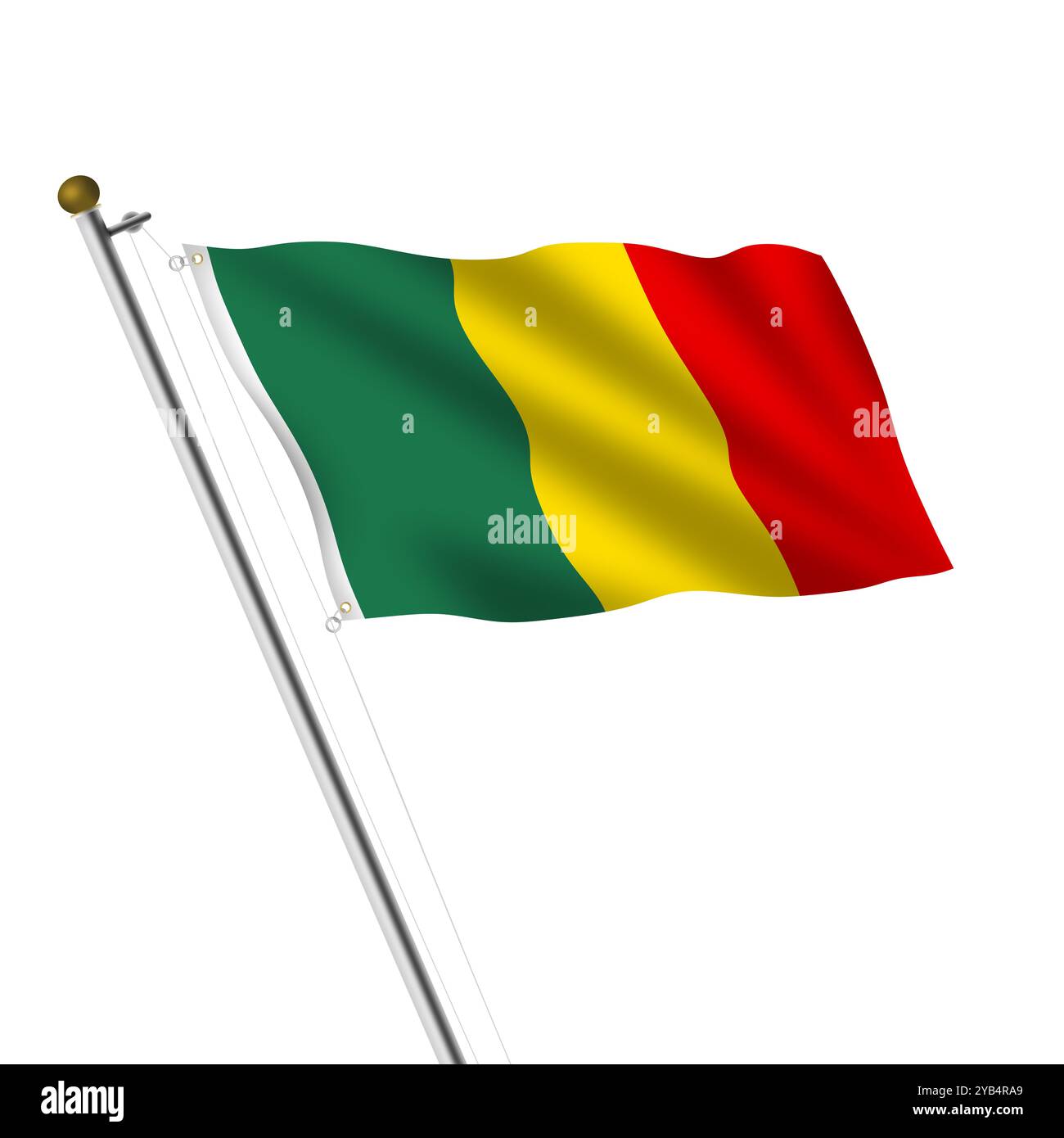 Mali Flagpole illustration 3d sur blanc avec chemin de détourage Banque D'Images