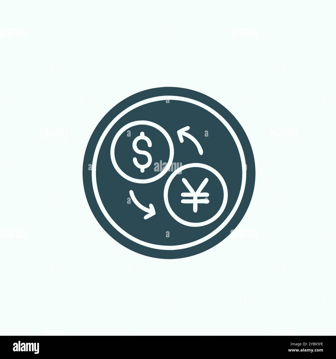 Icône de change avec symboles Dollar et Yen Illustration de Vecteur