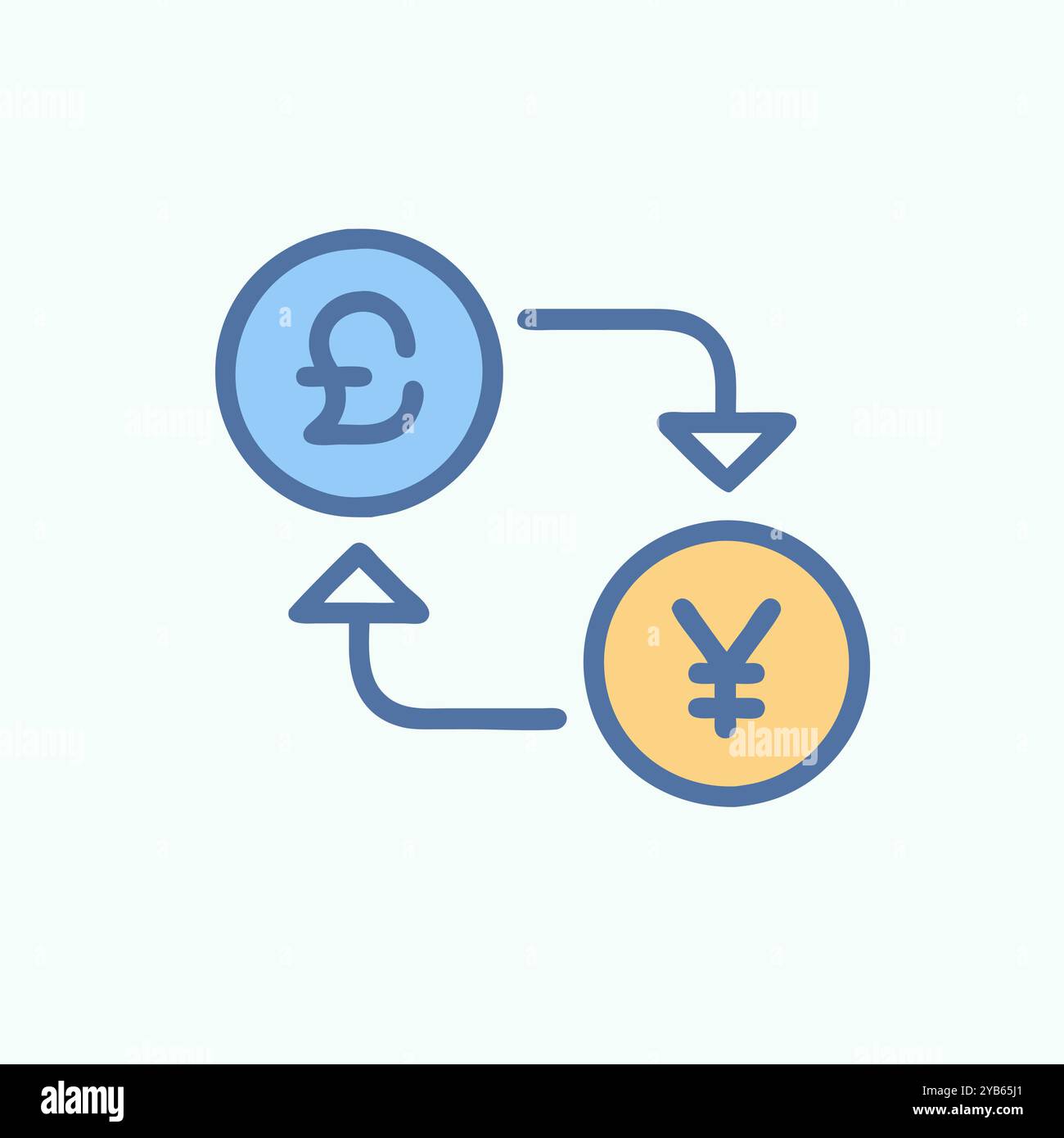 Icône de change de devises avec Livre et Yen. Illustration de Vecteur