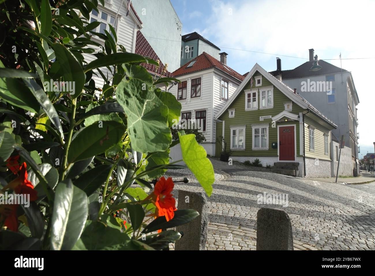 Vieux logements traditionnels en bois, Strangebakken, Bergen, Norvège. Banque D'Images