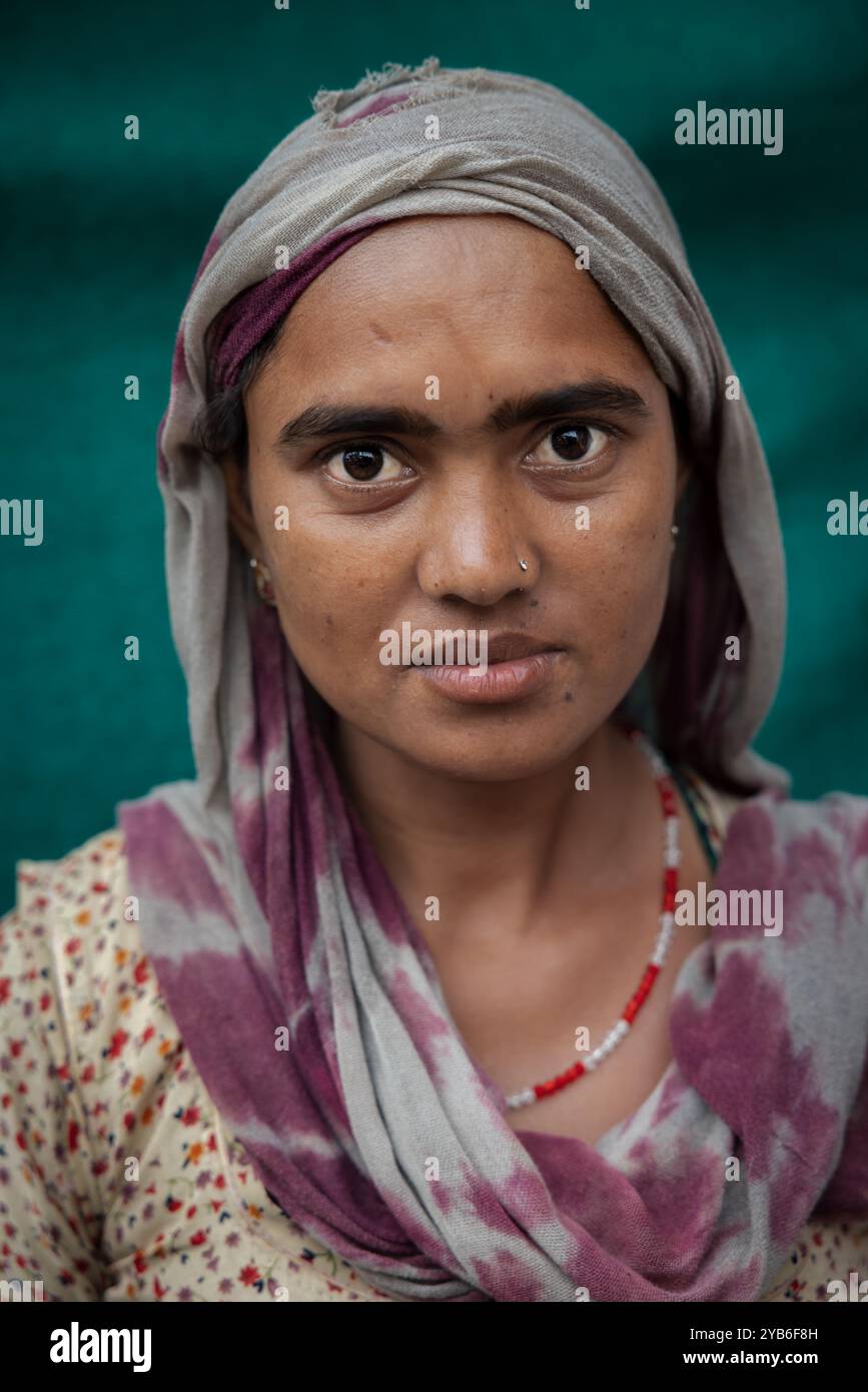 Portrait d'une jeune indienne, Gujarat, Inde Banque D'Images
