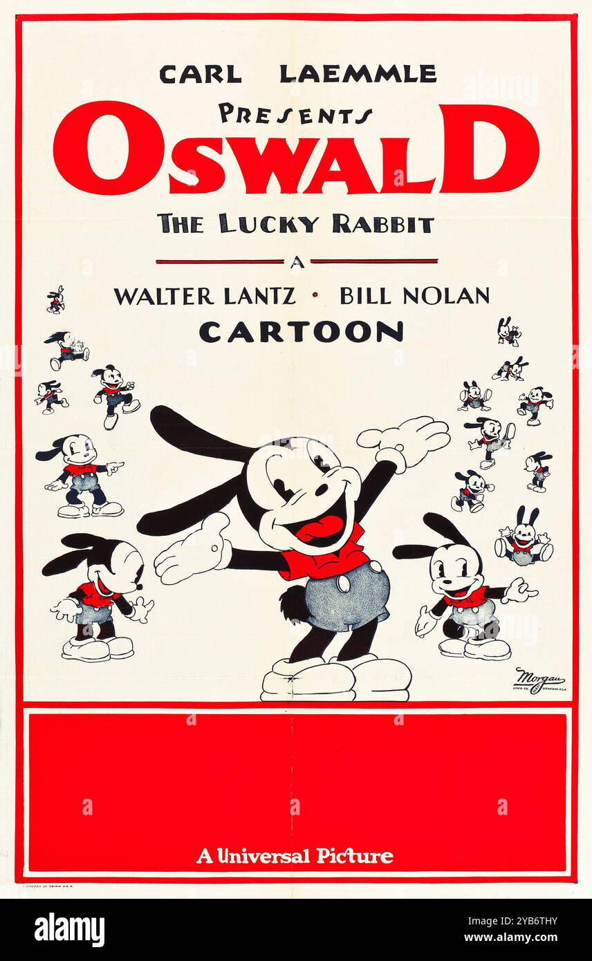 Carl Laemmle présente Oswald le lapin chanceux, Walter Lantz et Bill Nolan Cartoon (Universal, 1934). Affiche, Morgan Litho (personnage créé à l'origine par Walt Disney et Ub Iwerks) Banque D'Images