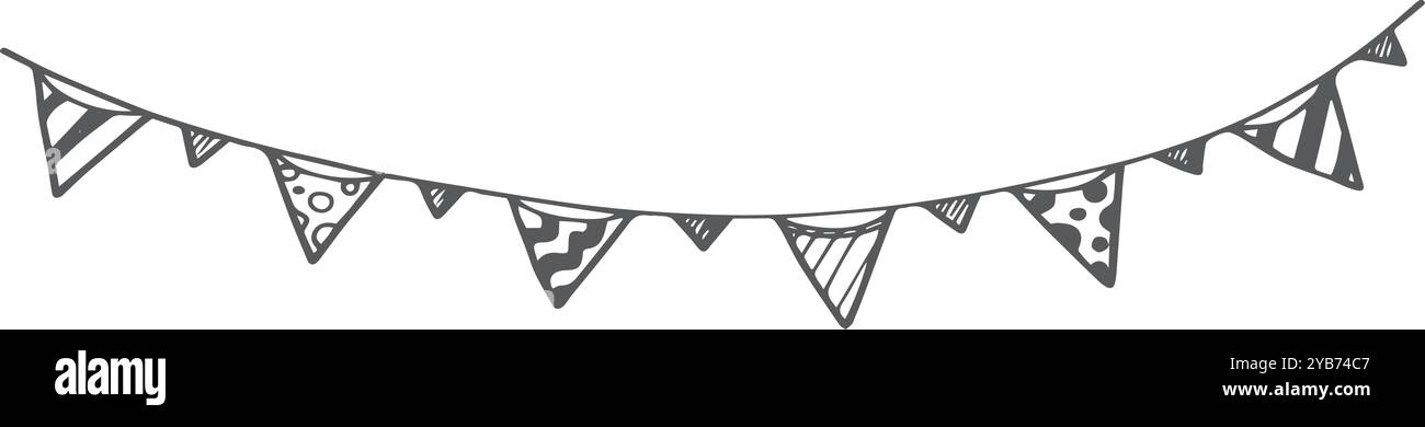Drapeaux de guirlande des fêtes griffonner. Elément décoratif de scrapbooking Illustration de Vecteur Drapeaux de guirlande des fêtes griffonner. Elément décoratif de scrapbooking Illustration de Vecteur