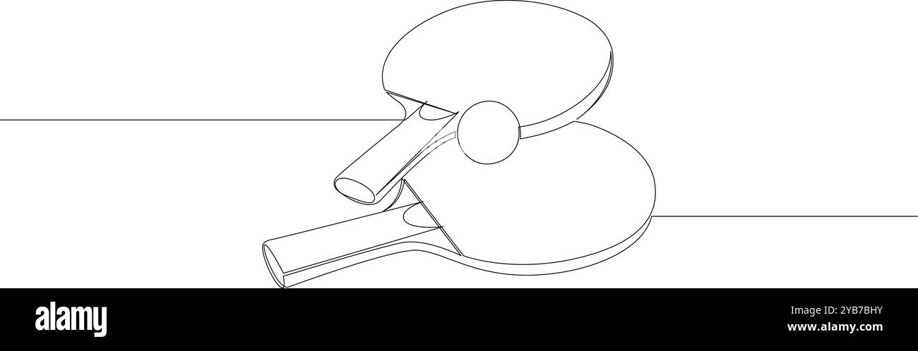 Raquettes de ping-pong avec dessin de ligne continu de balle. Tennis de table une ligne Illustration vectorielle à ligne unique. Contour modifiable Illustration de Vecteur