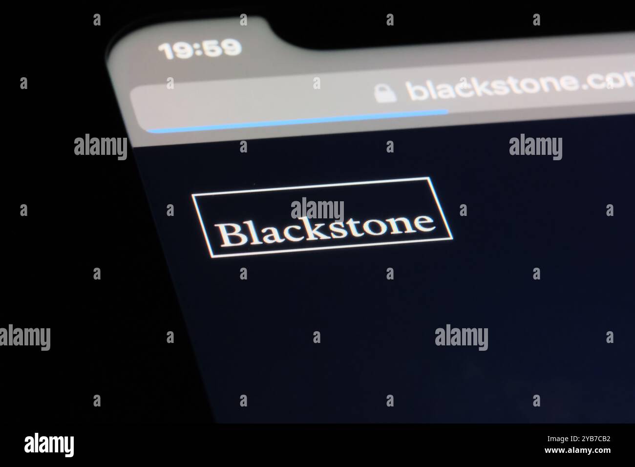 Logo de la marque Blackstone sur le site officiel. Société américaine de gestion de placements Banque D'Images