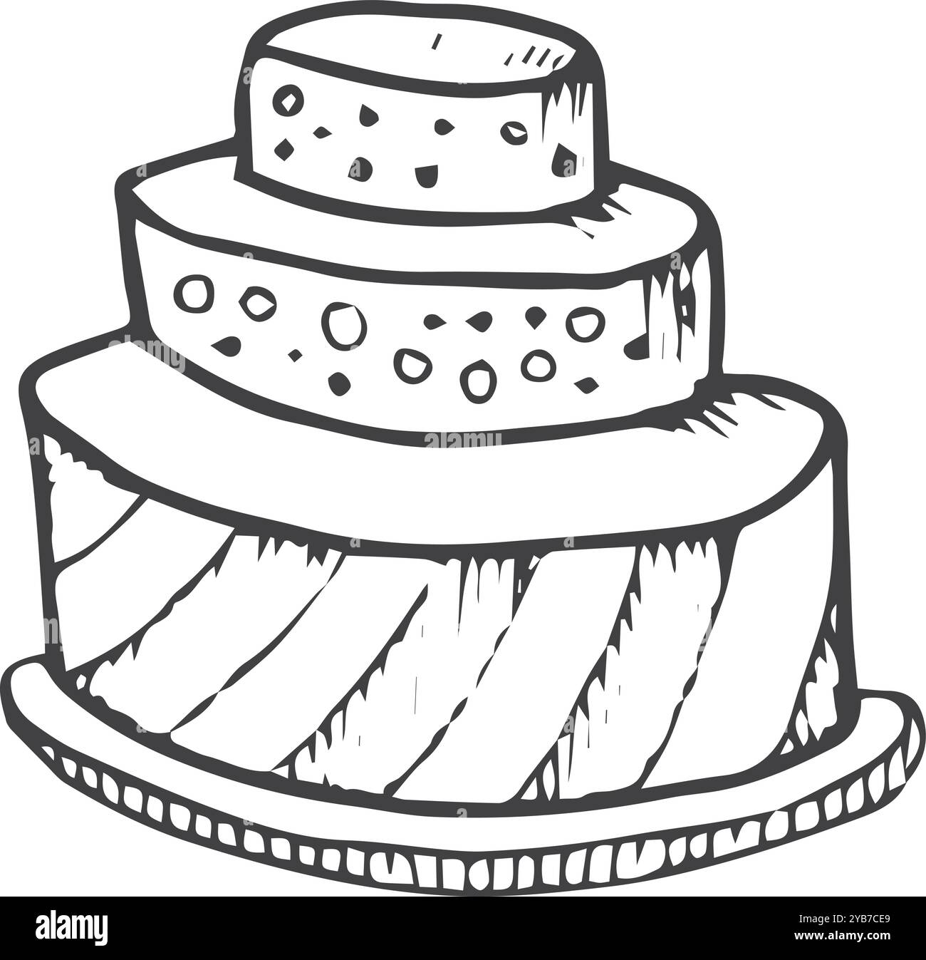 Dessin de gâteau. Symbole d'anniversaire. Boulangerie sucrée doodle Illustration de Vecteur