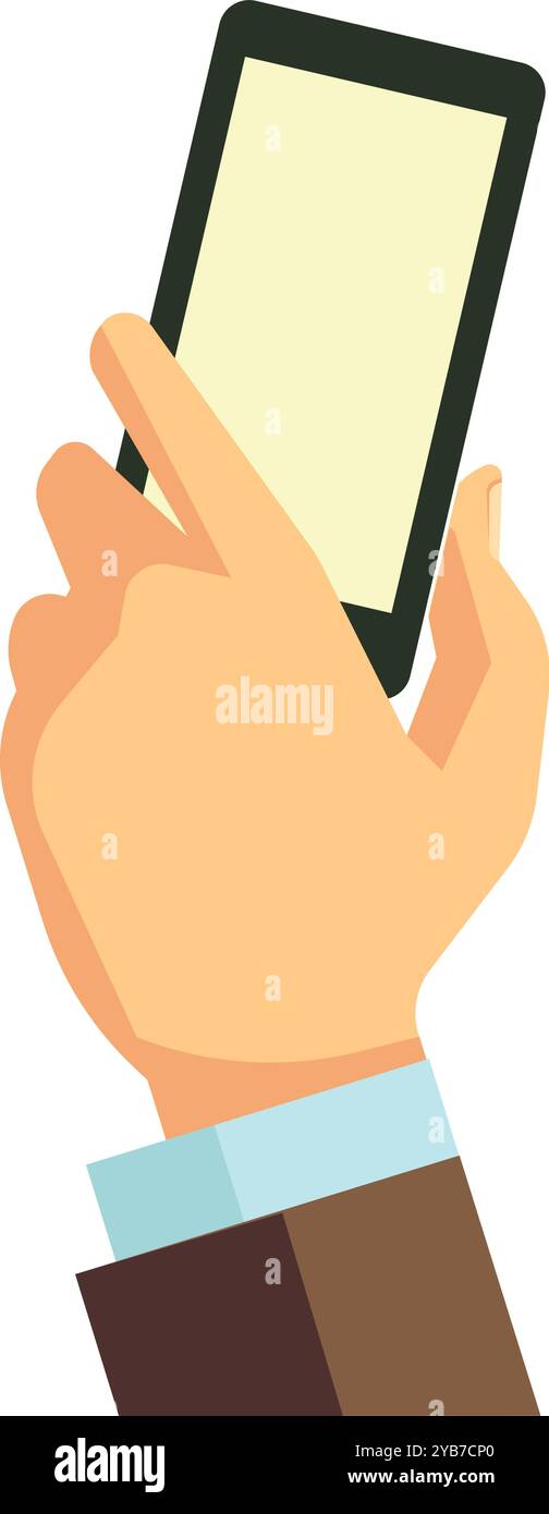 Téléphone à écran vierge dans l'icône de couleur de main masculine Illustration de Vecteur