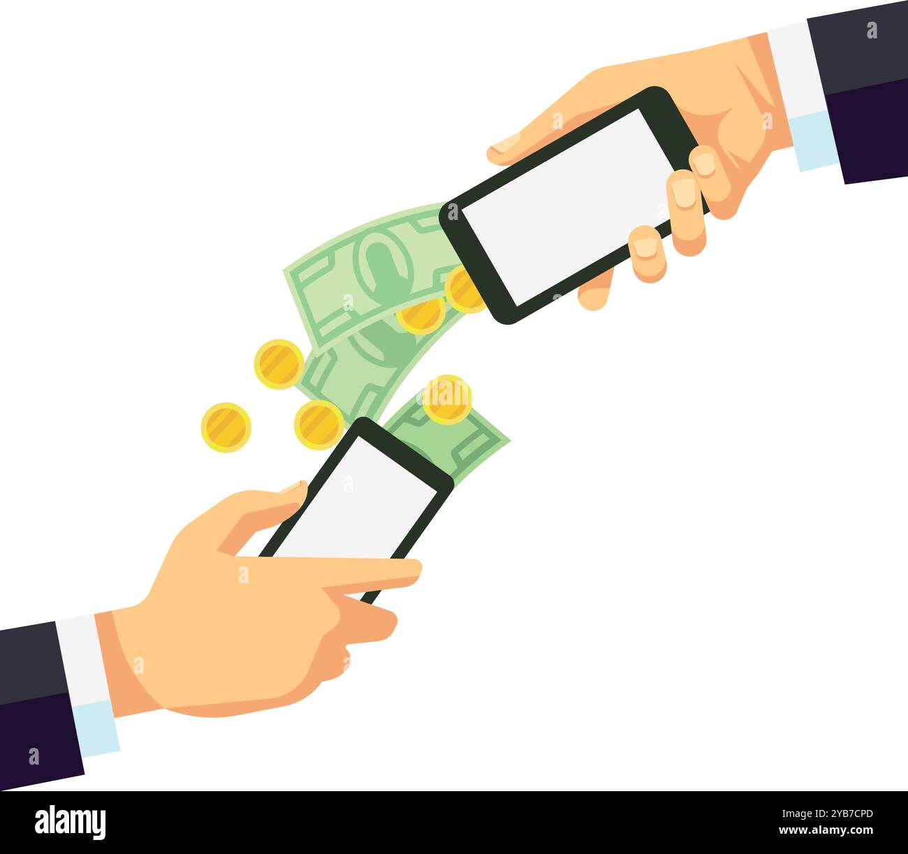 Transfert d'argent avec application smartphone. Concept de paiement mobile Illustration de Vecteur