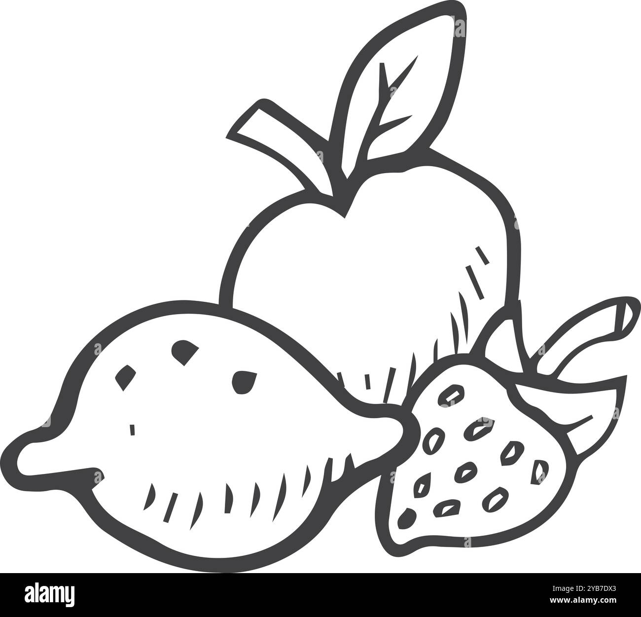 Fruits doodle. Croquis de baies fraîches. Aliments biologiques Illustration de Vecteur