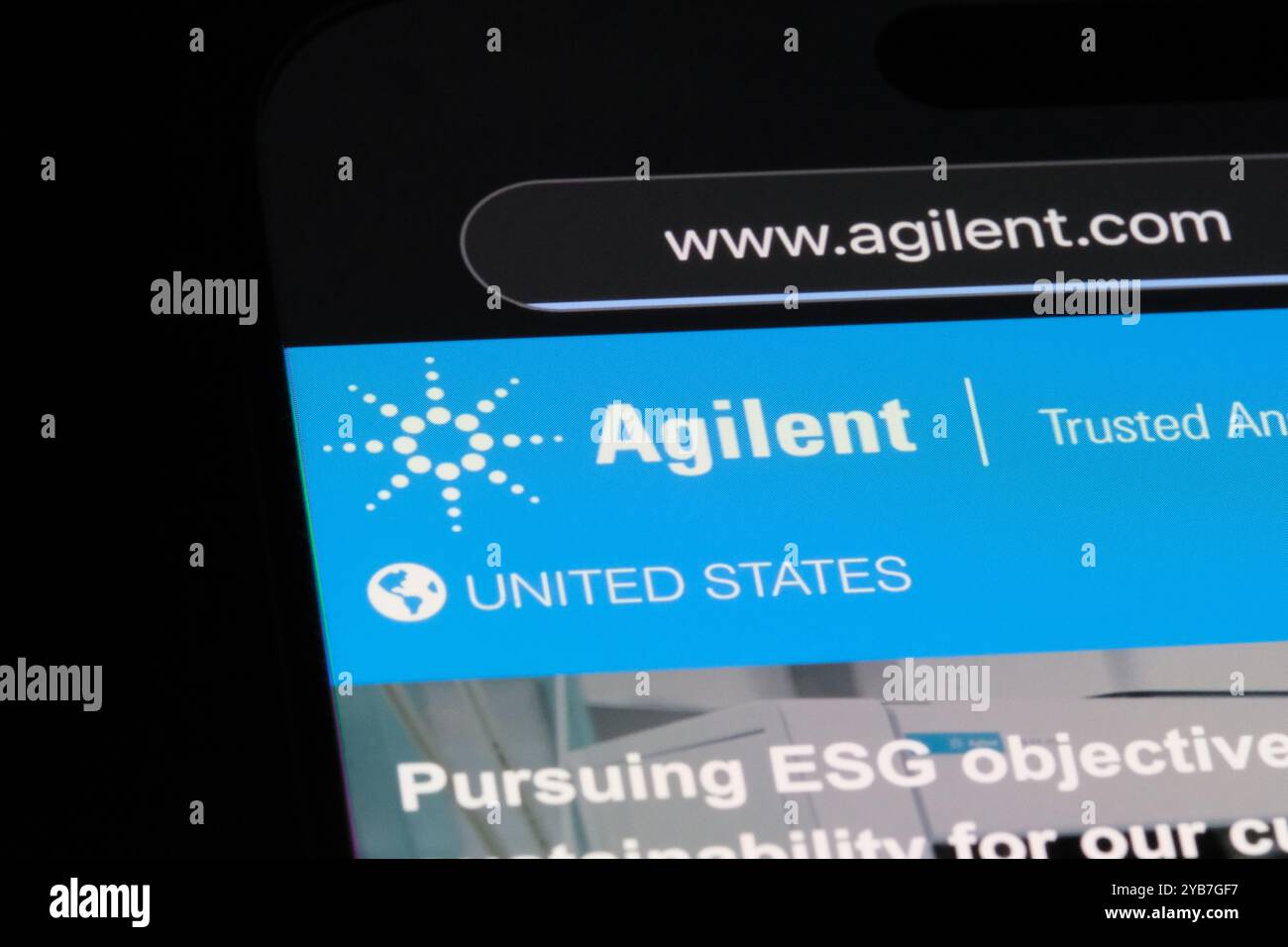 Logo de la marque de la société Agilent technologies sur le site officiel Banque D'Images