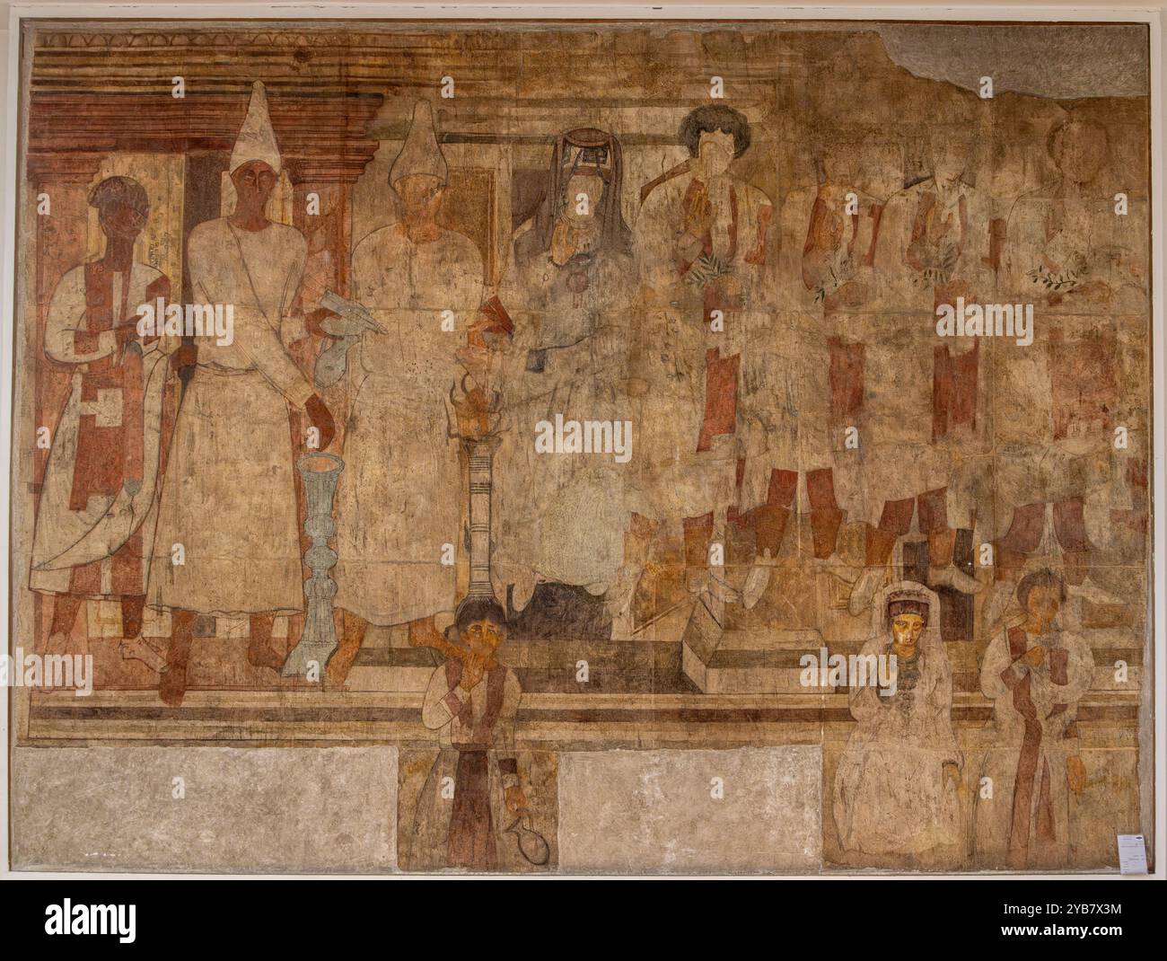 Tableau de Konon et sa famille effectuant un sacrifice, enlevé du temple de Bel, Dura Europos, Syrie, maintenant au Musée national de Damas. Banque D'Images